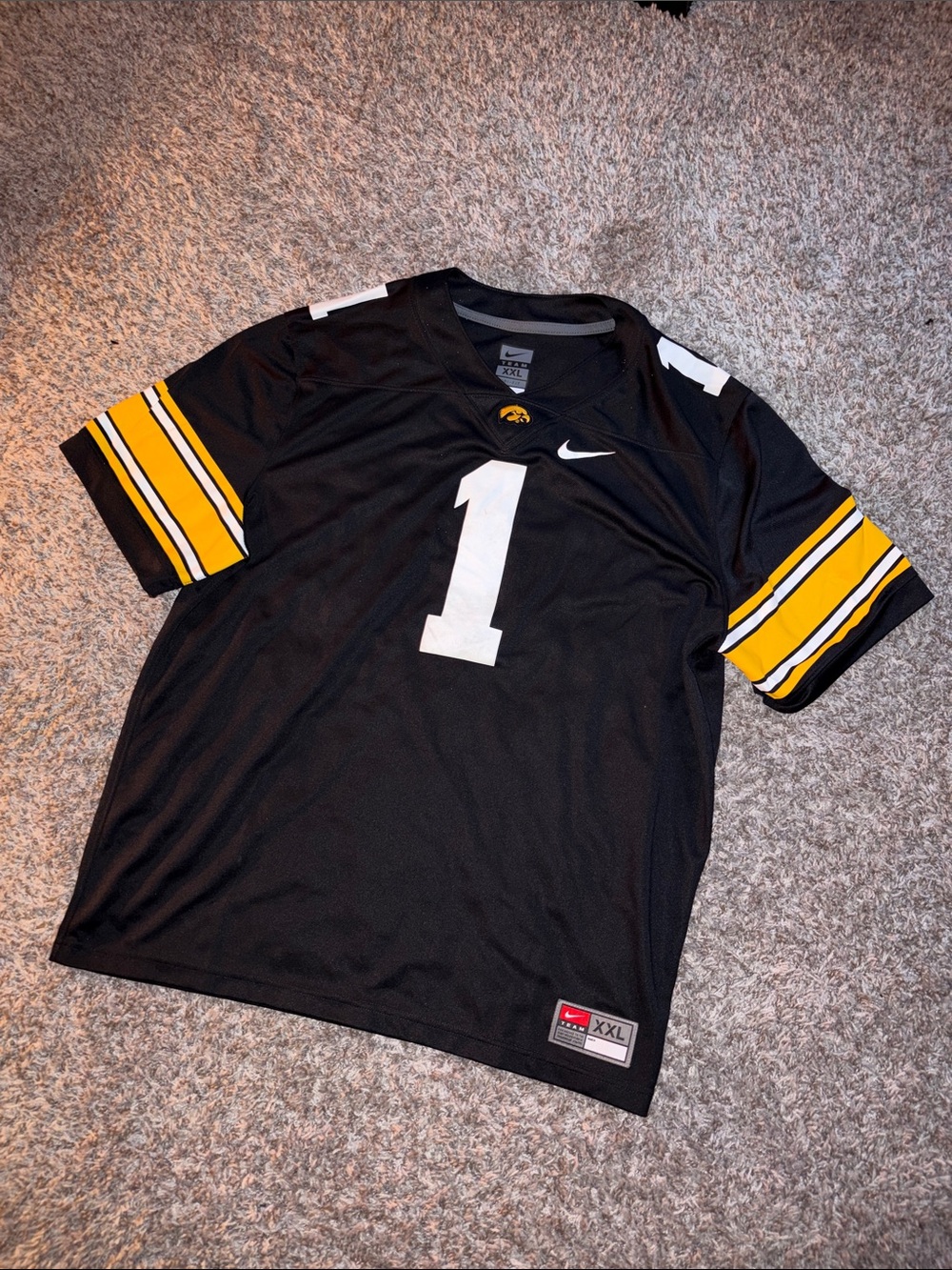 Nike Black & Gold Football Jersey with White Number 1